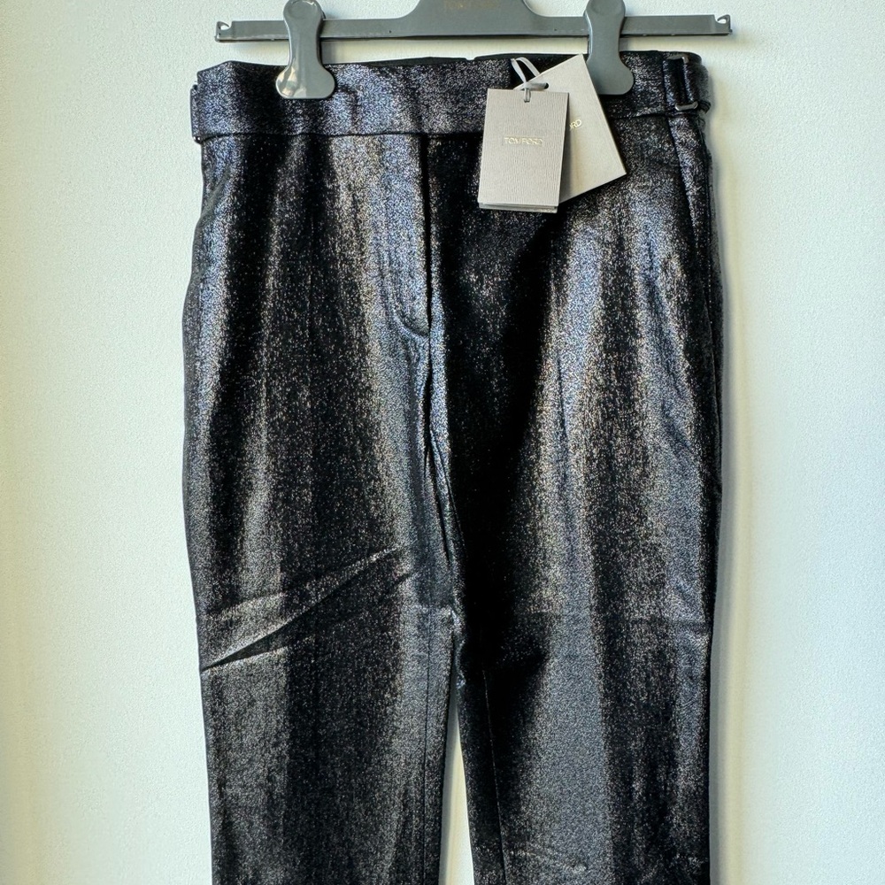 Tom Ford Lurex wool blend midrise straight pants Black Size Small